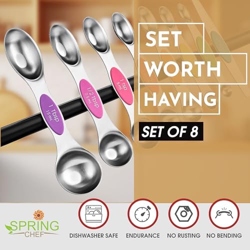 Spring Chef Stainless Steel Magnetic Measuring Cups, Set of 7 & Heavy