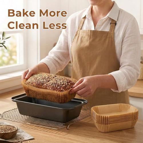 6 Pack Bread Loaf Pan with 100 PCS Loaf Pan Liners, Nonstick