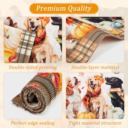 comfoyar Fall Harvest Dog Placemats Set of 4, 12x18 Inch Washable