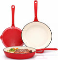 Hisencn Enameled Cast Iron Frying Pan Set, 3 Piece Set of 8''/9.5''/11'' by Hisencn