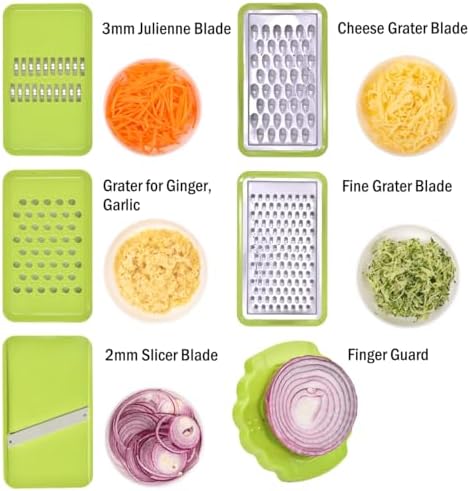 NACOLUS Cheese Grater with Container,5 In 1 Vegetable Slicer,Multi