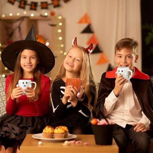 LemonRoad 2 Pcs 14 oz Halloween Ceramic Mugs, 3D Ghost Pumpkin