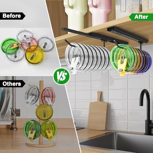 2 Packs Telescoping Slides Tumbler Lid Organizer Inside Cabinet, Muti
