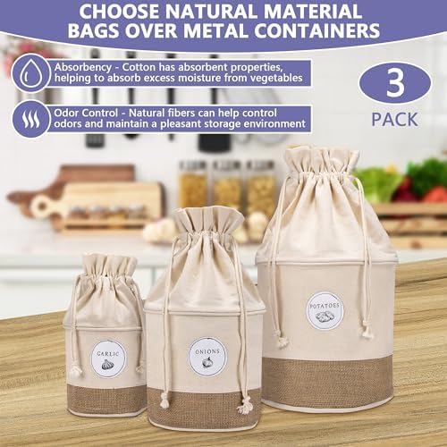 Meraki Home Potato Onion Garlic Storage Containers - Farmhouse Kitchen