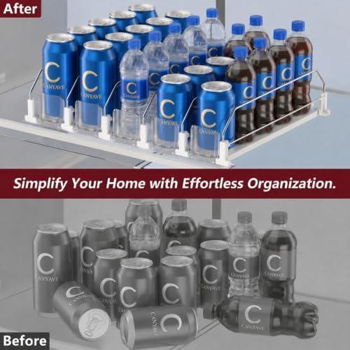 Canyave Self-Pushing Beverage Organizer for Fridge, Clear