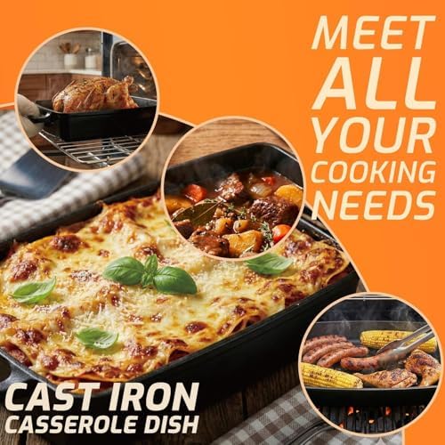 2-in-1 Cast Iron Dutch Oven with Lid, 6.5QT