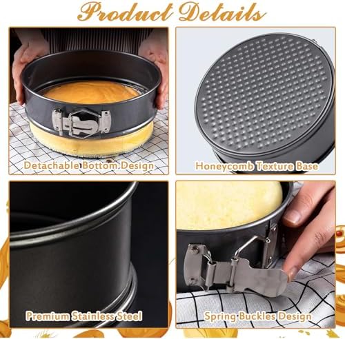TINSKY 4 Pcs 6 Inch Springform Pan, Non‐Stick Round Cheesecake Cake