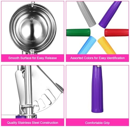 Yuanchu 6 Pcs Ice Cream Scoops, Cookie Scoops for Baking Stainless