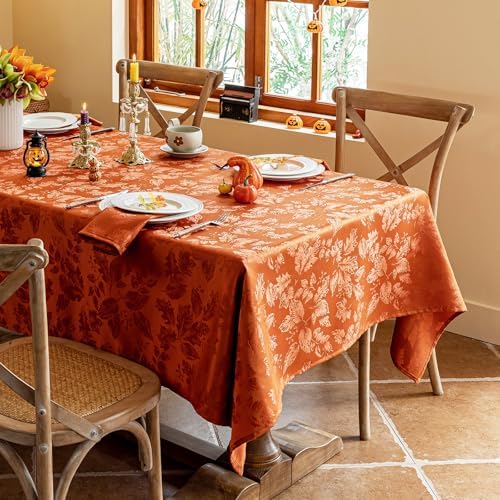 Joyfol Day Fall Thanksgiving Tablecloth, Jacquard Fabric Autumn Square