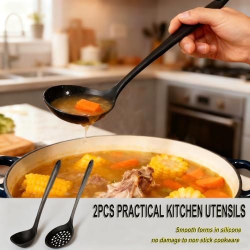 Silicone Slotted Cooking Spoons Cooking Ladle,Strainer Spoon,Skimmer