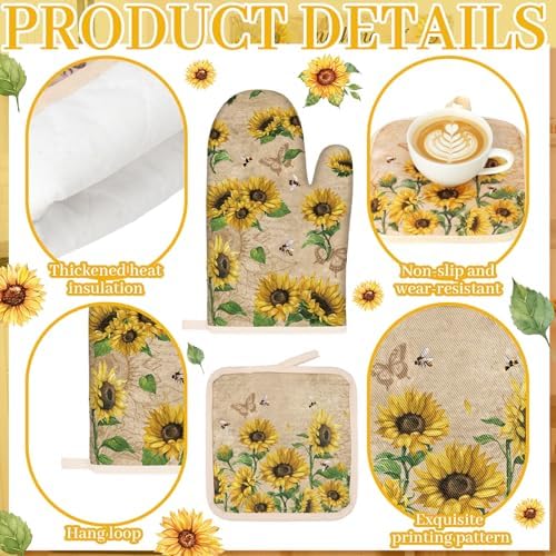 Fanfanwin 13 Pcs Sunflower Kitchen Set 3 Kitchen Curtains Valance 2