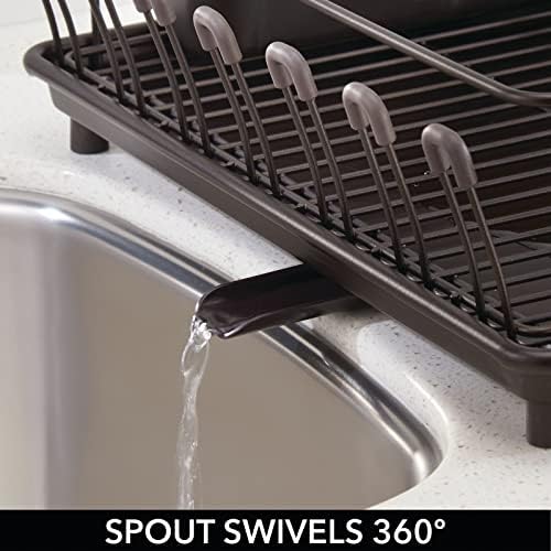 mDesign Alloy Steel Dish Drying Rack, Bronze