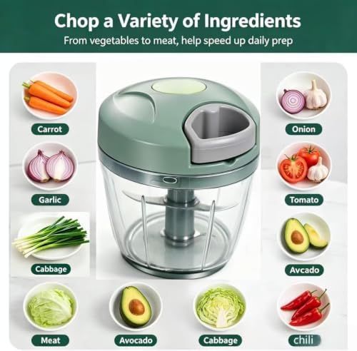 Manual Pull String Vegetable Chopper with Kitchen Apron