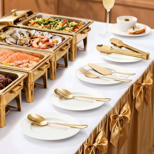 11PCS Stainless Steel Gold Serving Utensils, 8.7''Serving