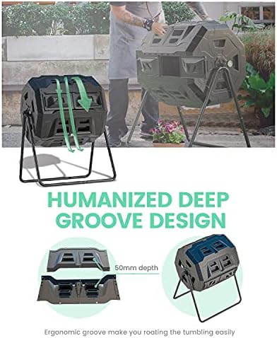 43 Gallon Dual-Chamber Tumbling Compost Bin