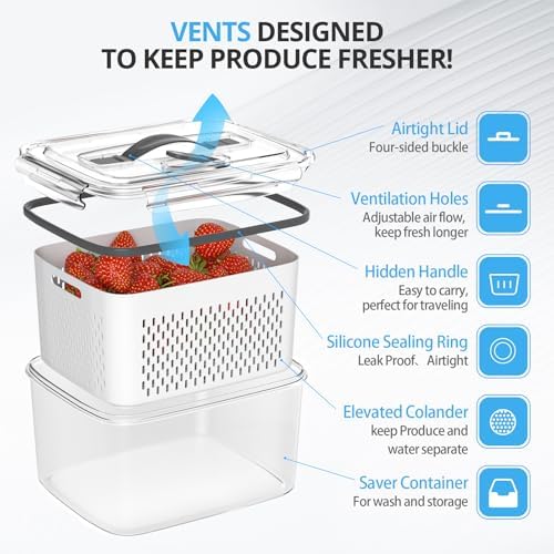 damynuo 10 Pack Fruit Storage Containers with Colander
