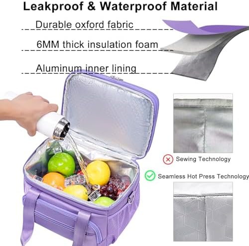 Weitars Lunch Bag For Women Men - Dual Compartment Large Lunch Box 15L