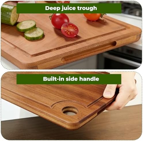 3Pack Bamboo Cutting Board, Wood Cutting Boards Set of 3 for Kitchen