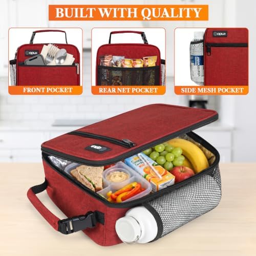 opux Insulated Lunch Box, Soft Cooler Bag, Red