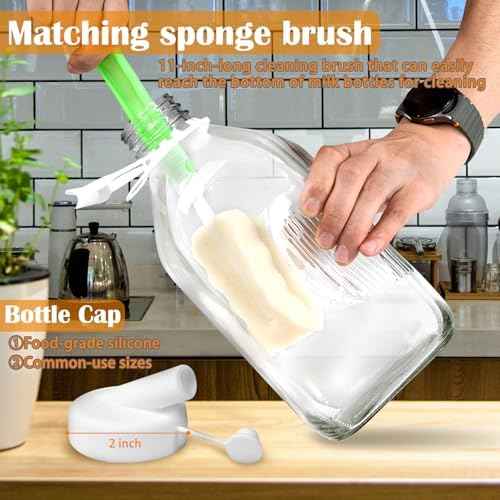 64 oz Glass Milk Bottle Heavy Duty Water Jug Refrigerator Container