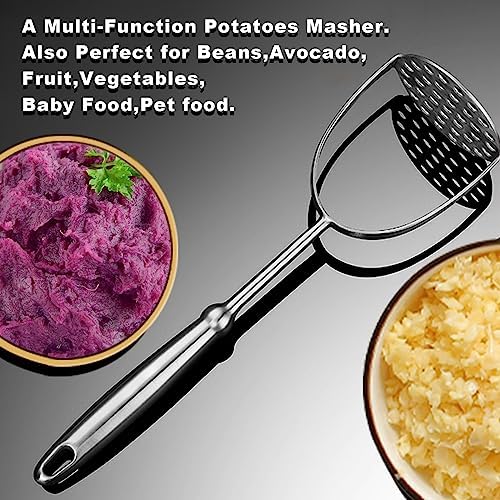Potato Masher,Stainless Steel Mashed Potatoes Masher with Long Handle