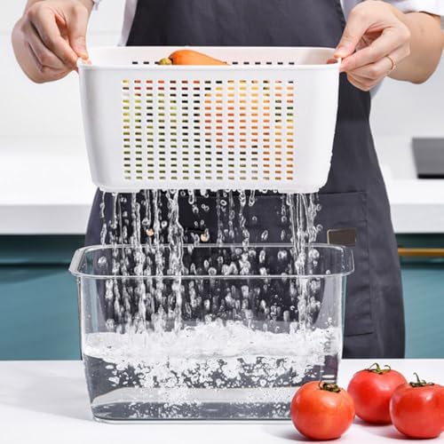 ABOOFAN 2pcs Double Layer Produce Storage Container with Draining