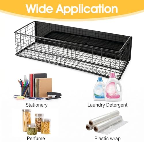 2 Pack Magnetic Basket Organizer Holder for Fridge, Black