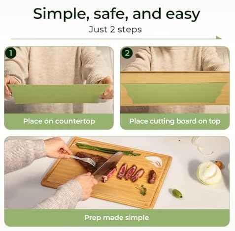 Keechee Cutting Board with Non-slip Mat, Bamboo Cutting Board for Kitchen Meal Prep & Serving - Wood Serving Board Set with Deep Juice Groove Ideal Kitchen Gifts