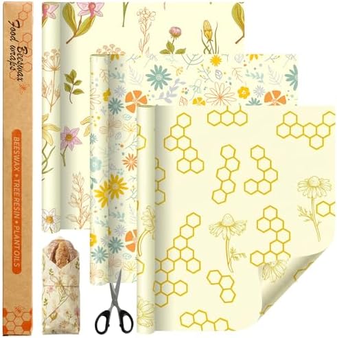 3 Rolls Reusable Beeswax Food Wrap, 13'' x 59''