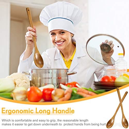 2 Pieces 16.5 Inch Wooden Mixing Spoon with Long Handle Non Stick