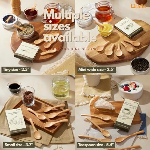 2.3 Inch Tiny Wooden Spoons (5 Pcs) Handmade Mini Spoon for