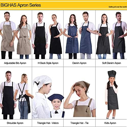 BIGHAS Adjustable Bib Apron with Long Ties for Women Men 18 Colors