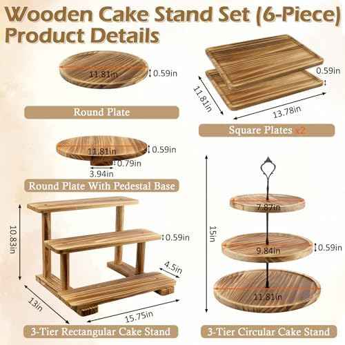 Esmorah Rustic Wooden Dessert Table Display Set of 6, Cupcake Stand