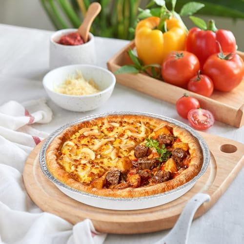 50 Pack Disposable Round Foil Pizza Pans Aluminum Pizza Pans for