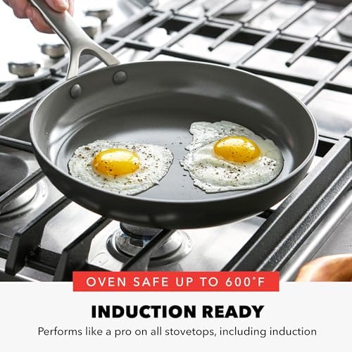 GreenPan x Bobby Flay Hard Anodized Nonstick 10 Piece Cookware Set, PFAS-Free Ceramic Pots & Pans, Induction Suitable, Frypans, Saucepans Saute, Stockpot, Glass Lids, Dishwasher & Oven Safe, Black
