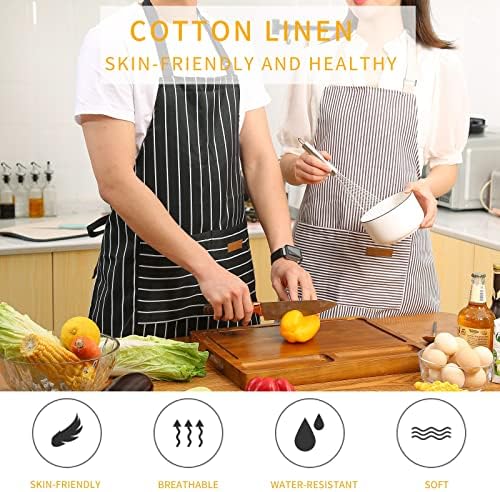 Tosewever 2 Pieces Kitchen Cooking Aprons, Cotton Polyester Blend