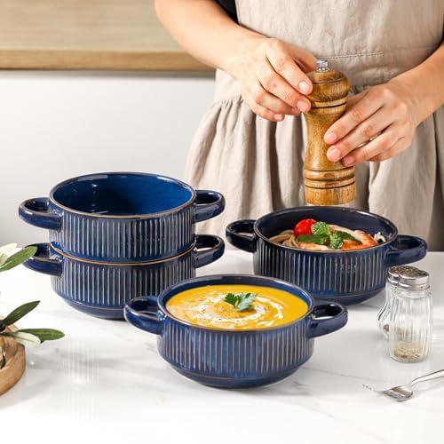 Soup Bowls with Handles, 23 oz French Onion Soup Crocks, Stackable