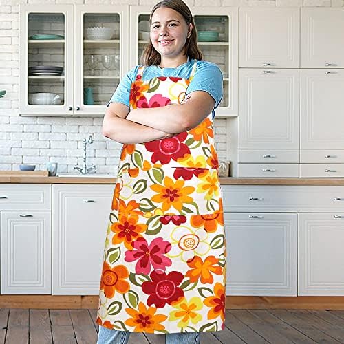 Canvas Plus Size Apron for Women with 2 Pockets, 39 X 38 inch Extra