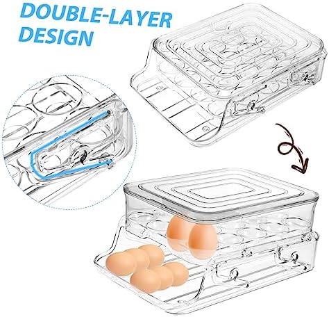 Hemobllo Egg Box, 2-layer PET Automatic Rolling Dispenser