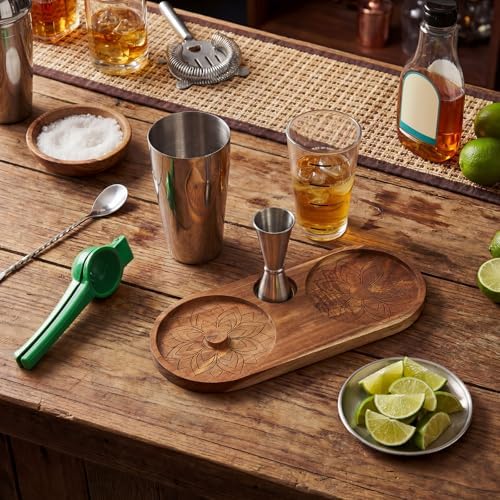 Mifoci 6 Pcs Acacia Wood Margarita Gift Set, Salt and Sugar Rimmer