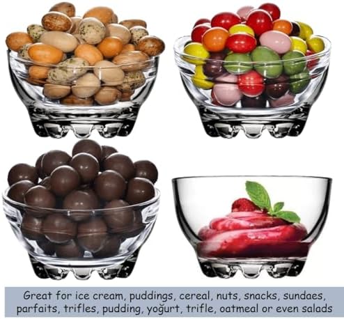 BOHEM'S Clear Glass Bowls Set for Kitchen, Small Serving Bowls for