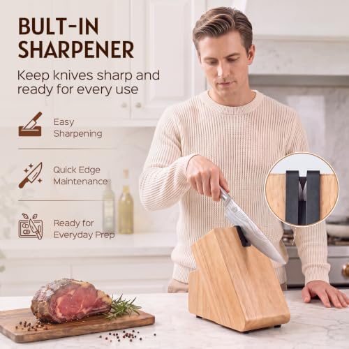 YOTSUBA 15-Piece Knife Block Set with Built-In Sharpener