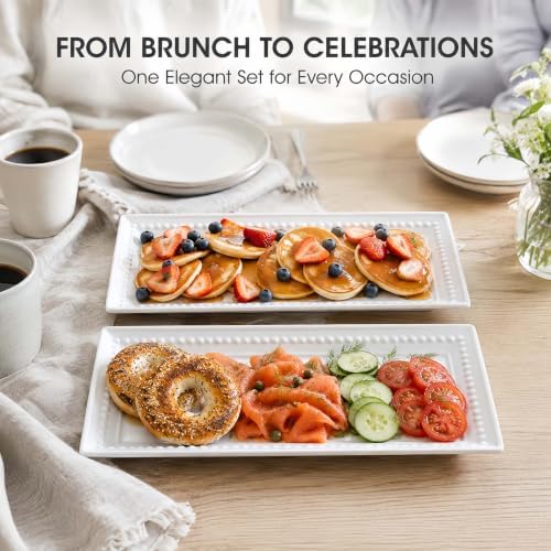 14 inch Ceramic Serving Platter - Rectangular Serving Trays Set of 4