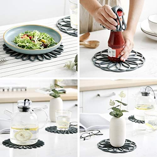 Set of 3 Silicone Trivet Mat - Hot Pot Holder Hot Pads for Table &
