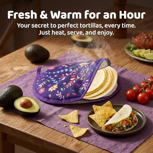 Lyellfe 3 Pack Tortilla Warmer Pouch, Microwave Oven Freezer Safe