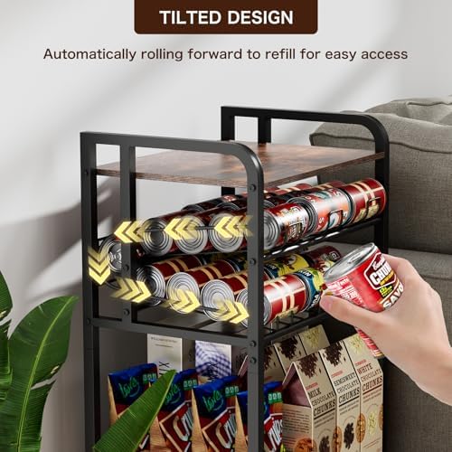 Soda Can Organizer for Pantry,5-Tier Drink Storage Shelf,Black