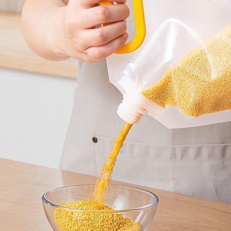 5PCS Airtight Grain Storage Bags with Handle, Reusable Rice Food