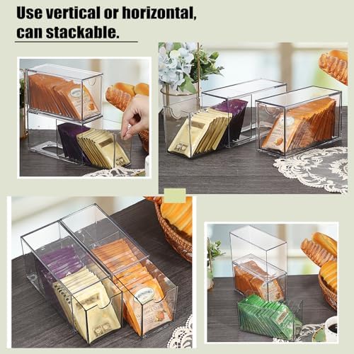 ELLDOO 2 Drawers Tea Bag Organizer, Clear Acrylic Stackable Tea Bag