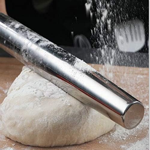 AMUZHI Seamless Stainless Steel Rolling Pin with Silicone Pastry Mat