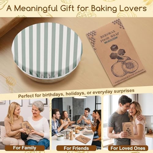 Britimes Beeswax Bowl Covers, 2 Pack, Sage Green